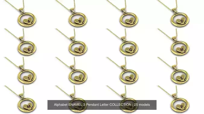  Alphabet ENAMEL 3 Pendant Letter COLLECTION