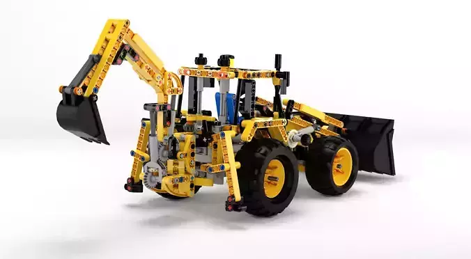 Realistic 3D model lego bulldozer