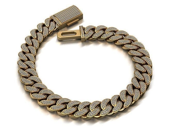 10 MM MIAMI CUBAN LINK CHAIN 2 ROWS DIAMOND BRACELET OR NECKLACE 3D print model