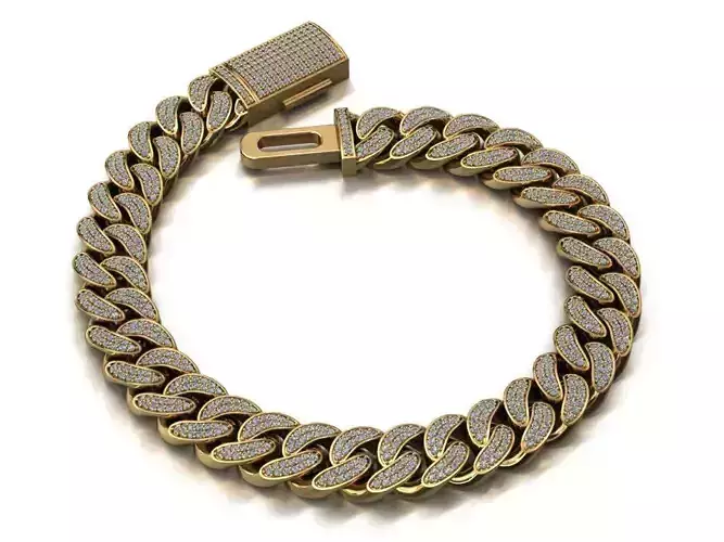 10 MM MIAMI CUBAN LINK CHAIN 2 ROWS DIAMOND BRACELET OR NECKLACE 3D print model