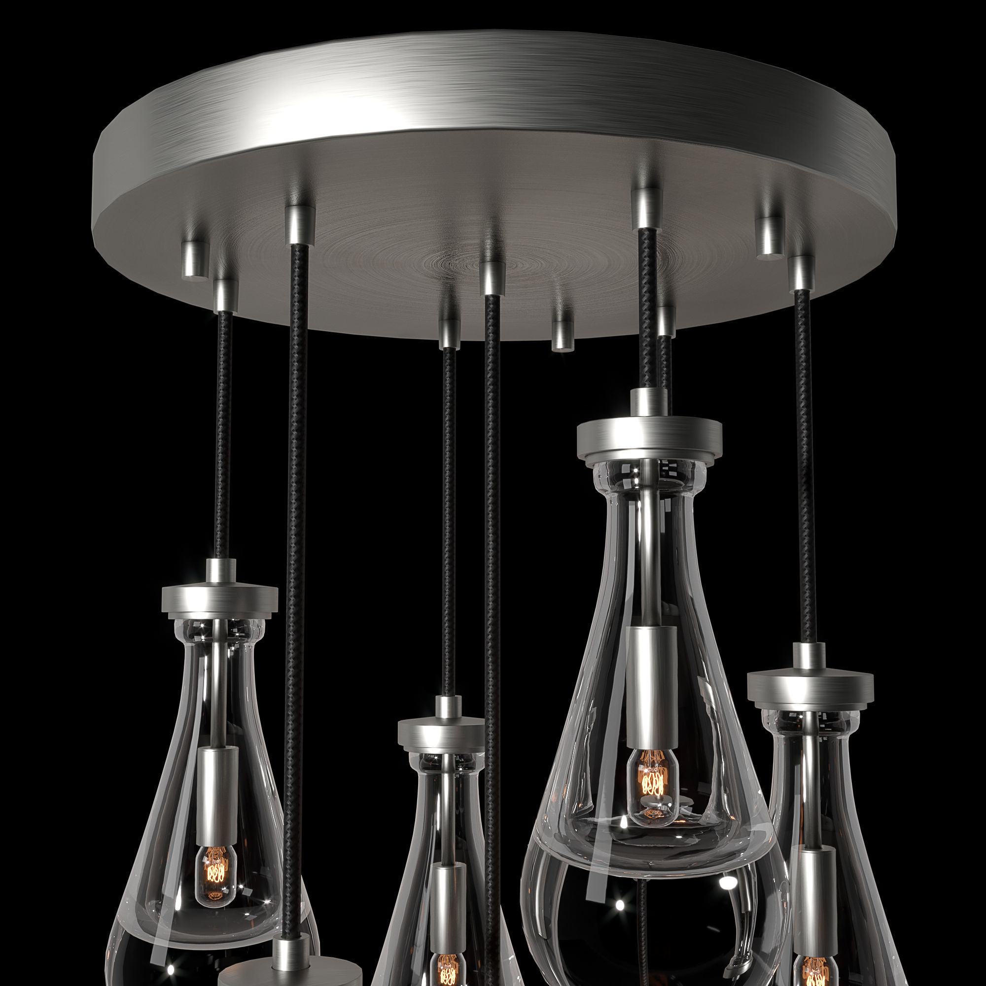 Rain Linear Chandelier 18 RH 3D model_6