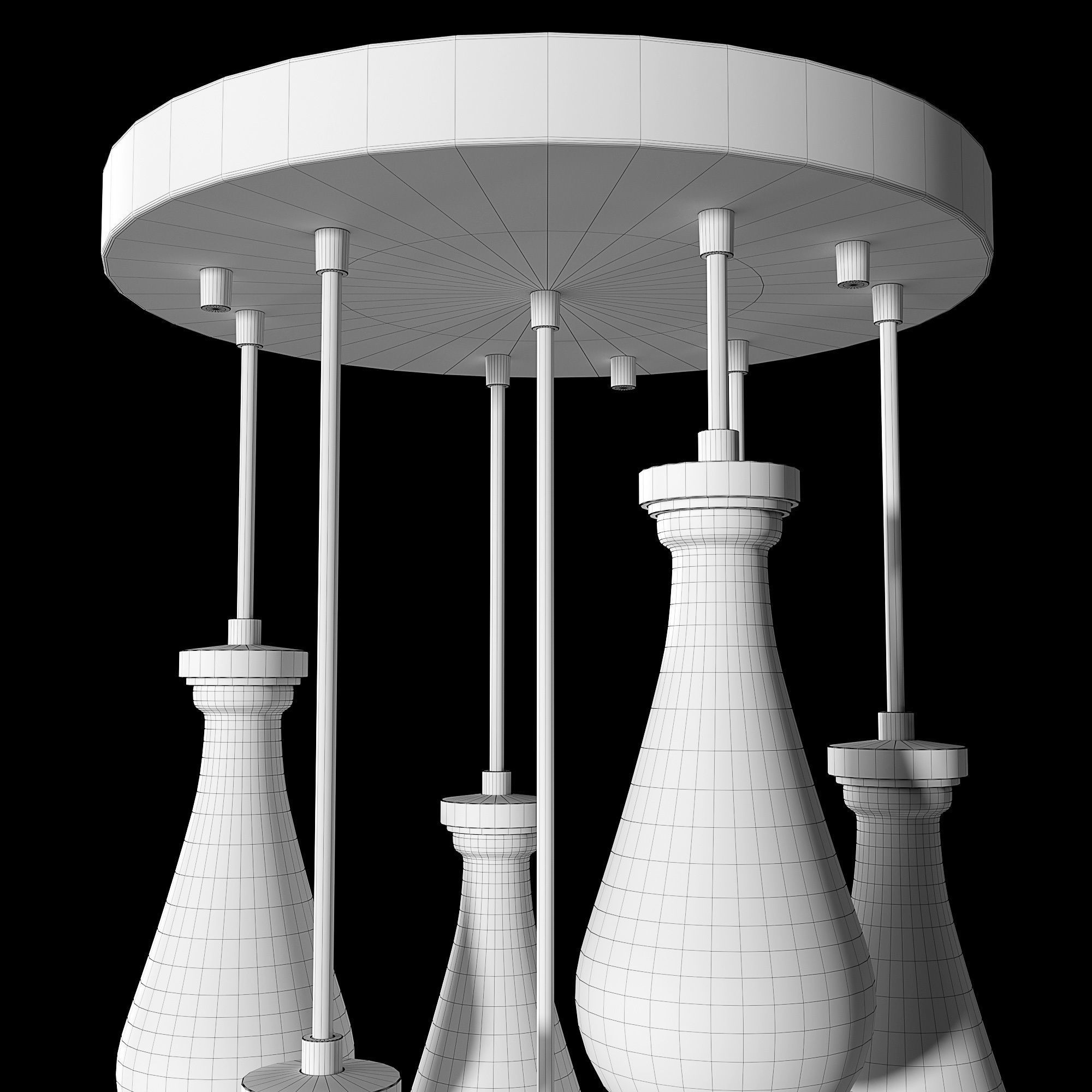 Rain Linear Chandelier 18 RH 3D model_5