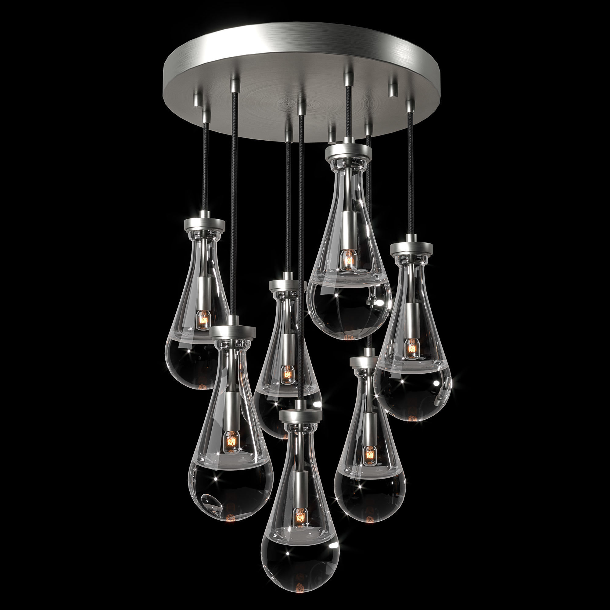 Rain Linear Chandelier 18 RH 3D model_1