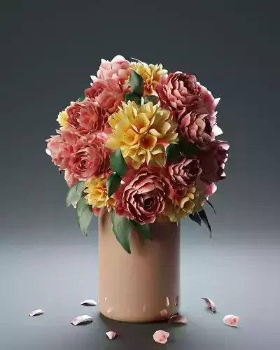 Bouquet of flowers peonies in a vase