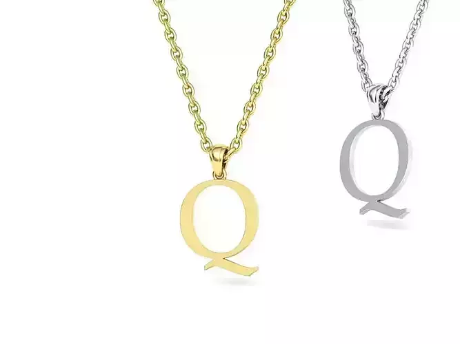 Q INITIAL LETTER NECKLACE printable 3dmodel 3D print model
