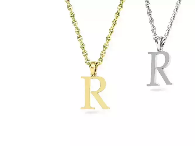R INITIAL LETTER NECKLACE printable 3dmodel 3D print model