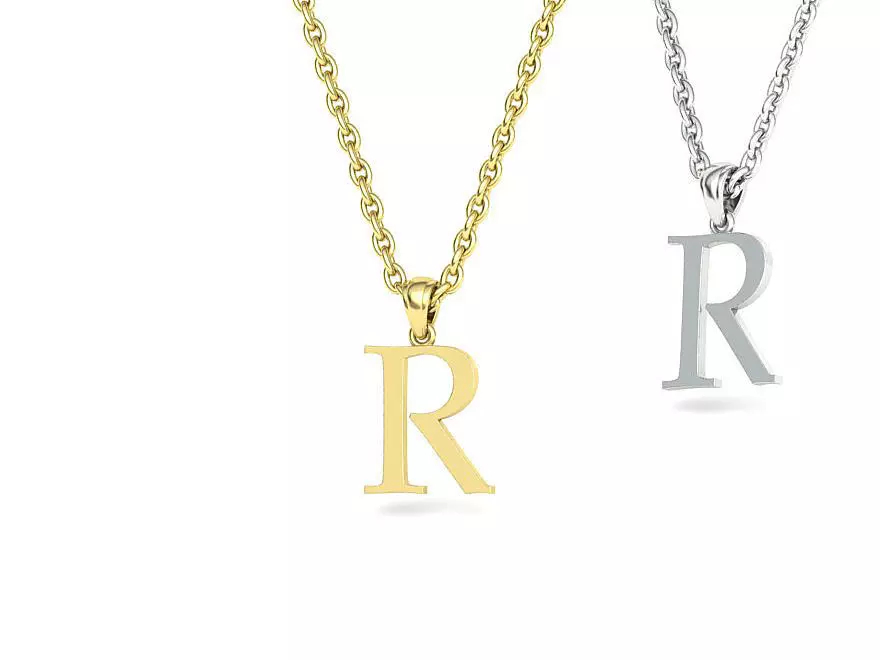 R INITIAL LETTER NECKLACE printable 3dmodel 3D print model