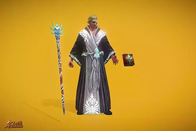RPG Wizard Low-poly 3D model