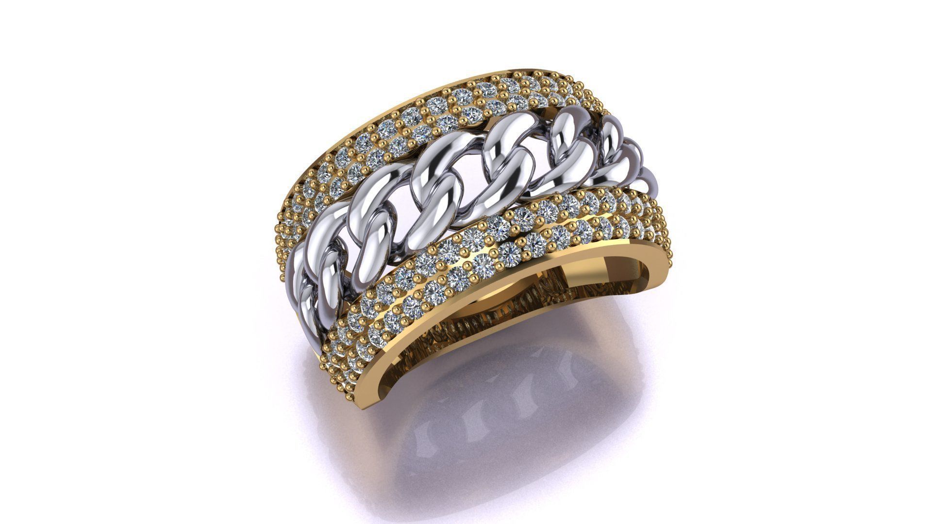 rings gold and diamond ring 3D print model_1