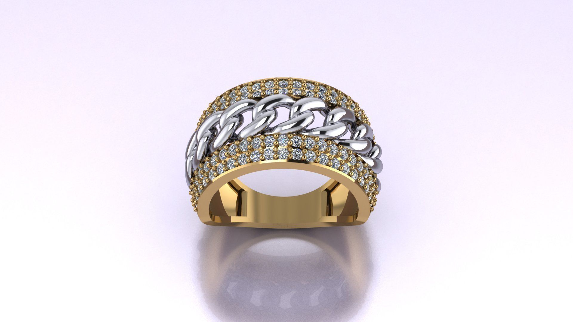rings gold and diamond ring 3D print model_2