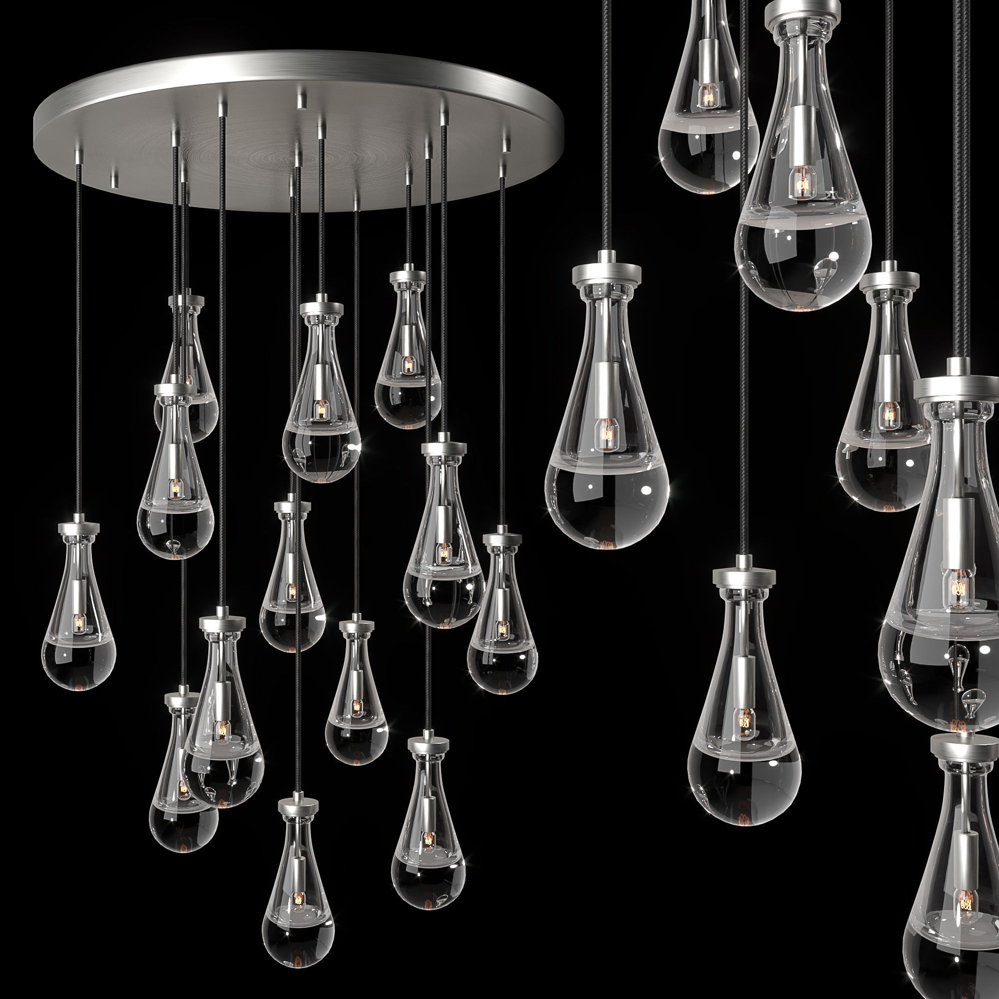 Rain Linear Chandelier 36 RH 3D model_1