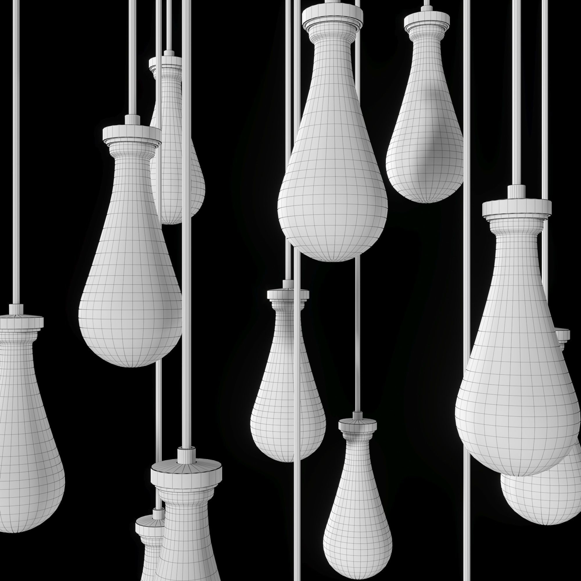 Rain Linear Chandelier 36 RH 3D model_5