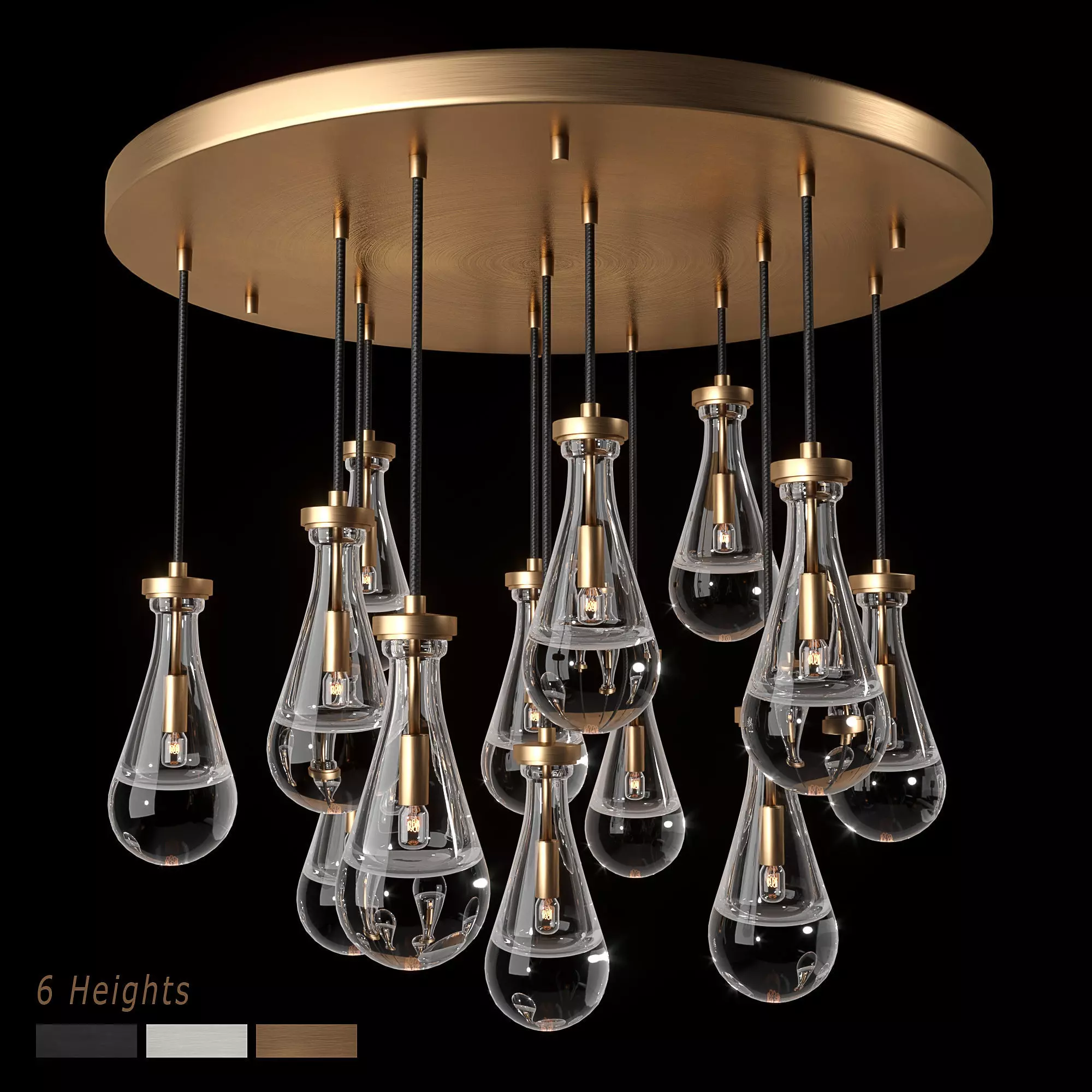 Rain Linear Chandelier 36 RH 3D model_0