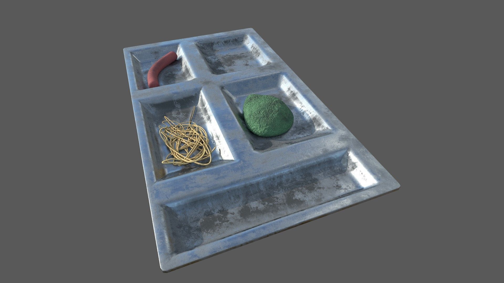 Dirty Military Refectory Set Low-poly 3D model_60