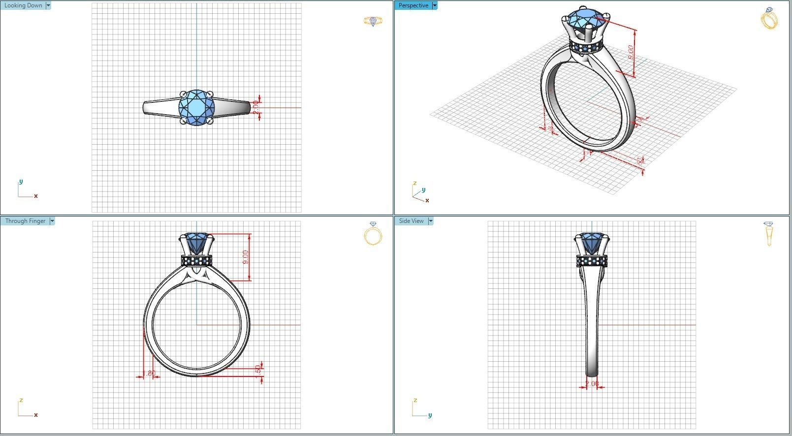 10083 engagement ring with princess cut diamond 3D print model_5