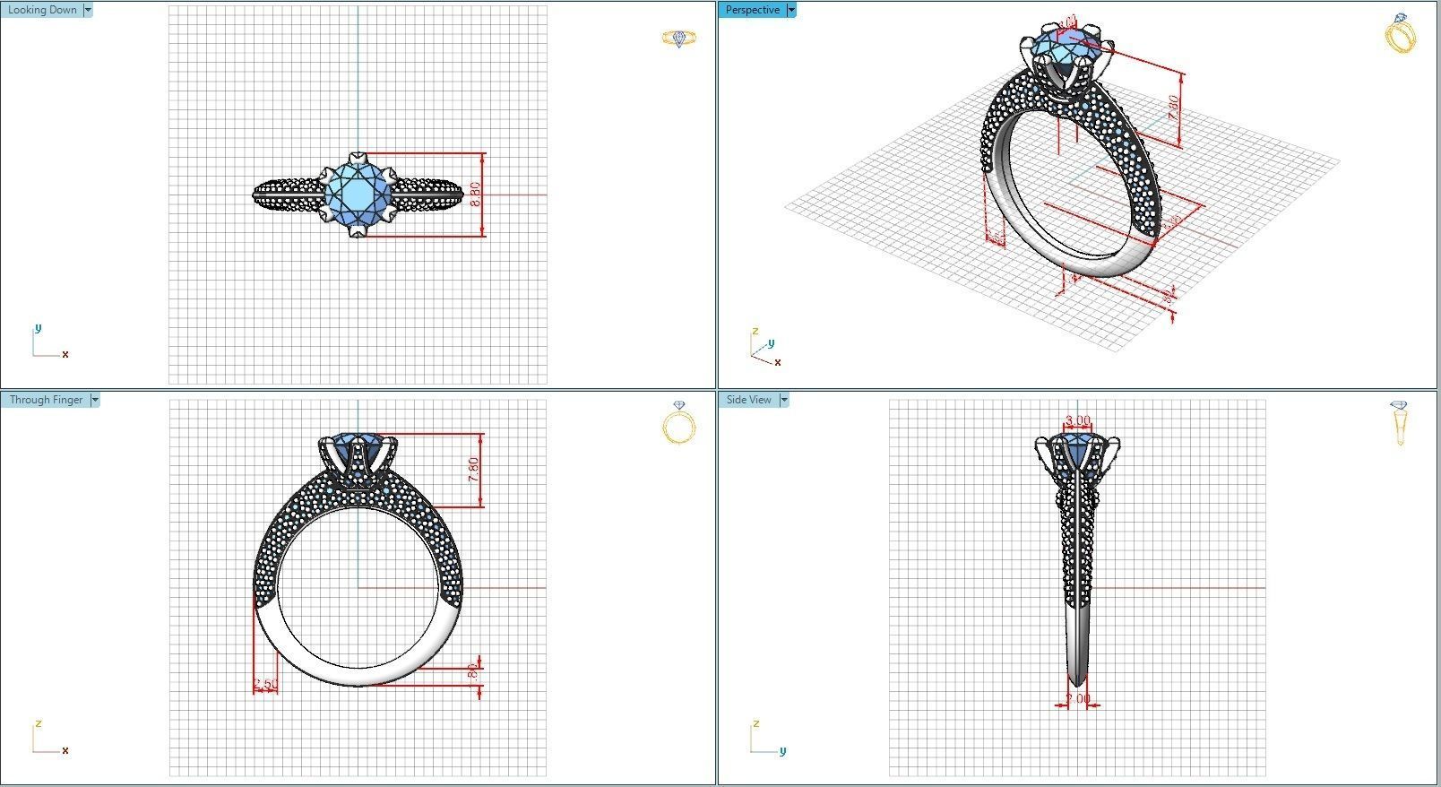 10088 diamond engagement ring with pave setting 3D print model_5