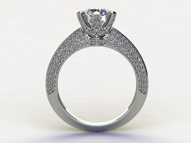 10088 diamond engagement ring with pave setting 3D print model_1