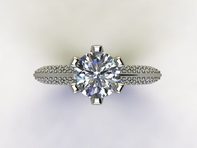 10088 diamond engagement ring with pave setting 3D print model_3