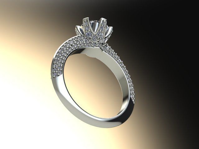 10088 diamond engagement ring with pave setting 3D print model_4