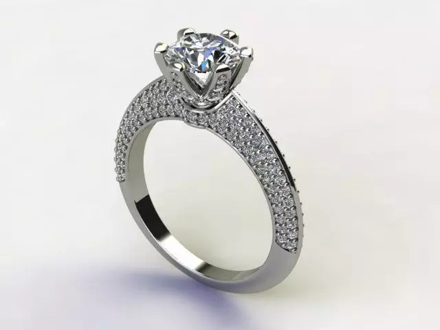 10088 diamond engagement ring with pave setting 3D print model_0