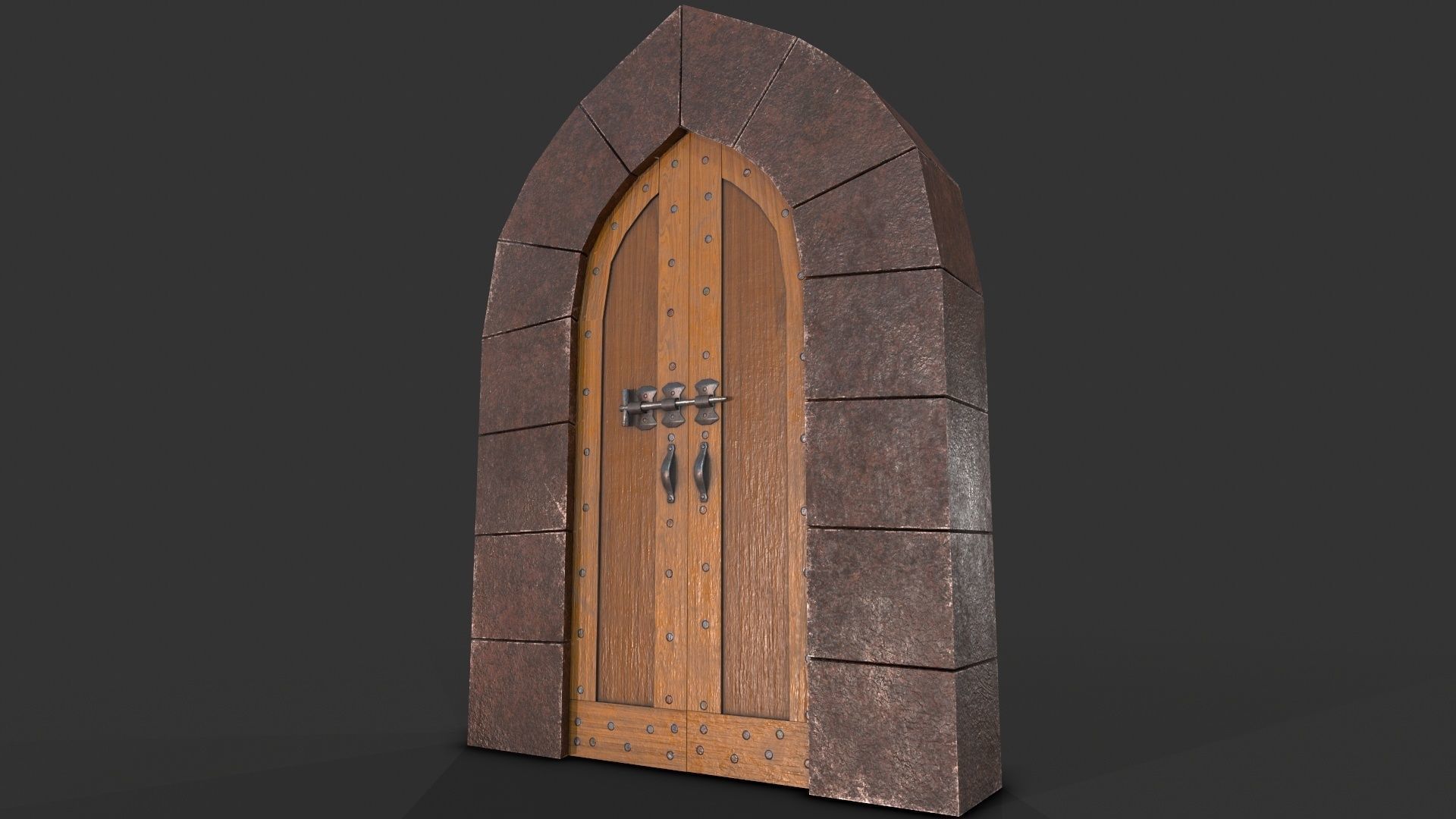 Medieval Door-6 Low-poly 3D model_4