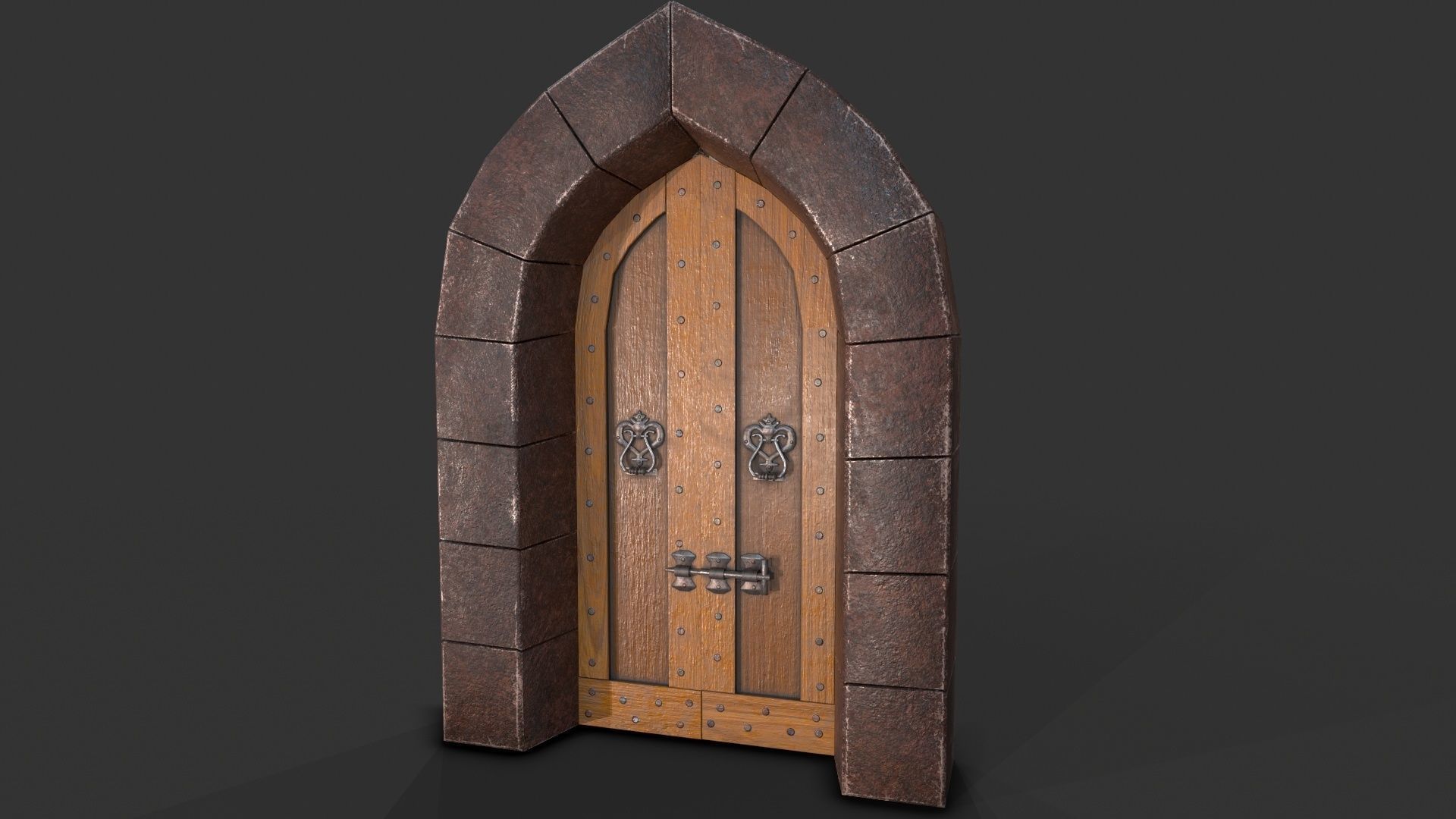 Medieval Door-6 Low-poly 3D model_7