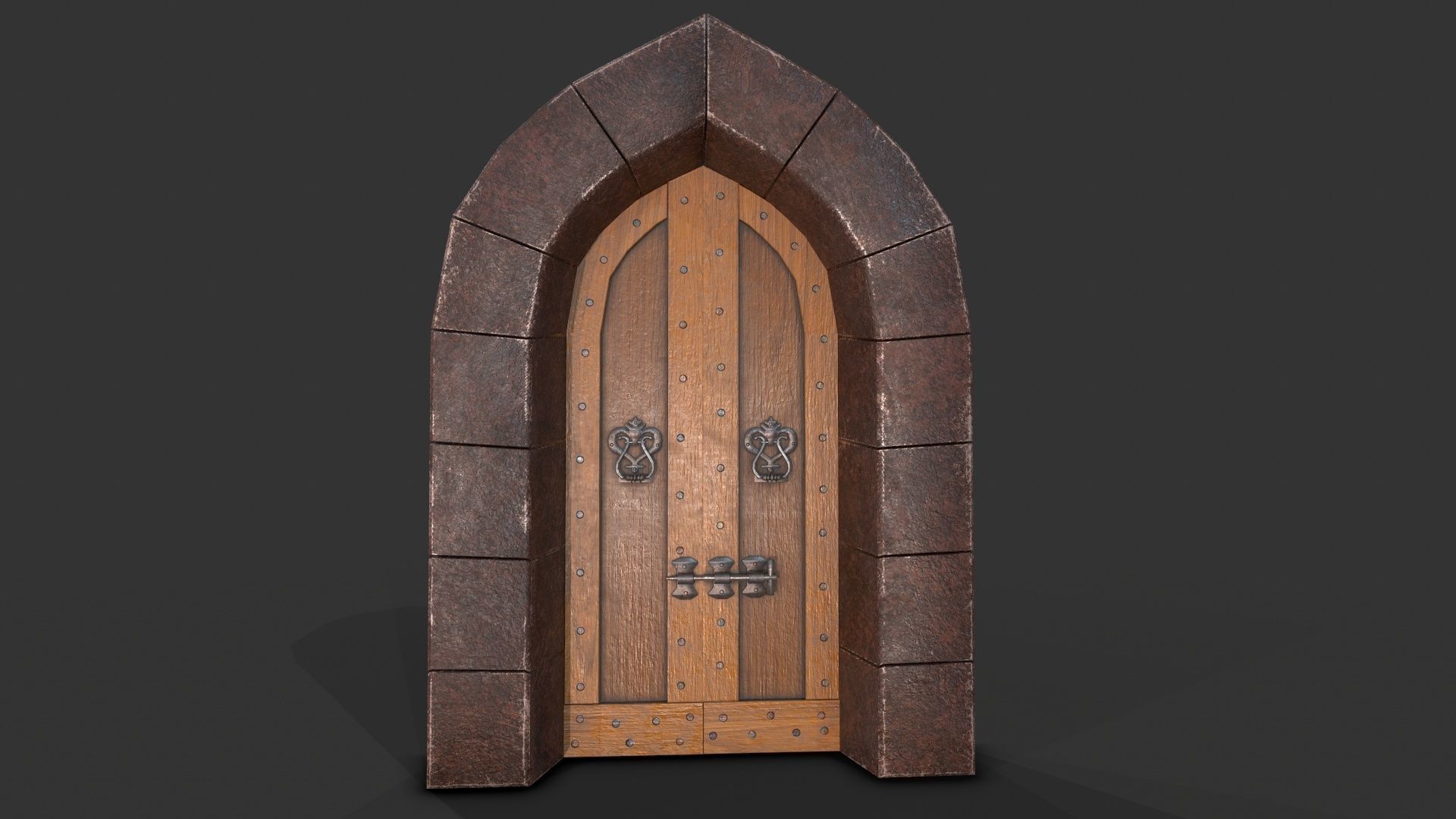 Medieval Door-6 Low-poly 3D model_2
