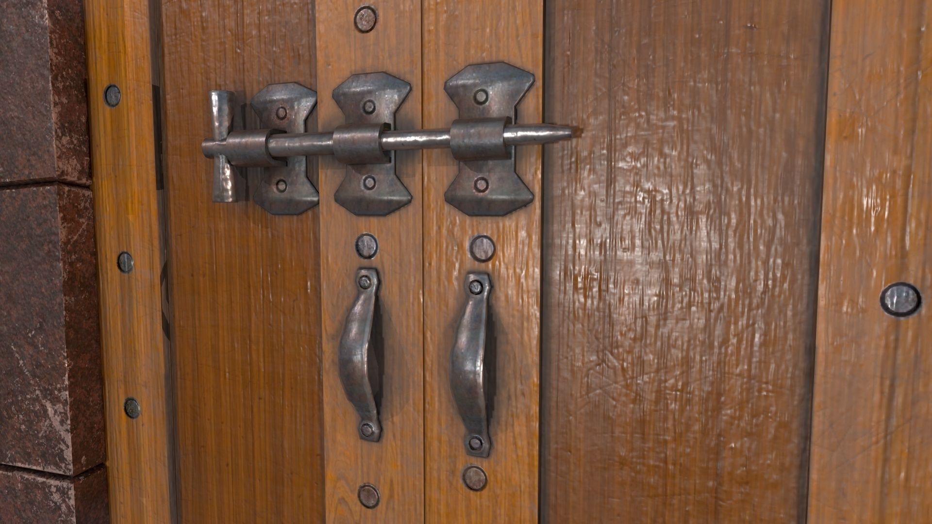 Medieval Door-6 Low-poly 3D model_5