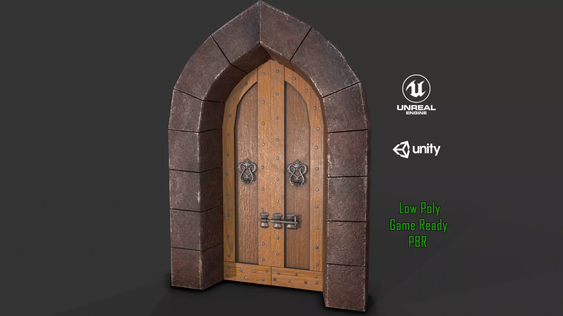 Medieval Door-6 Low-poly 3D model_0