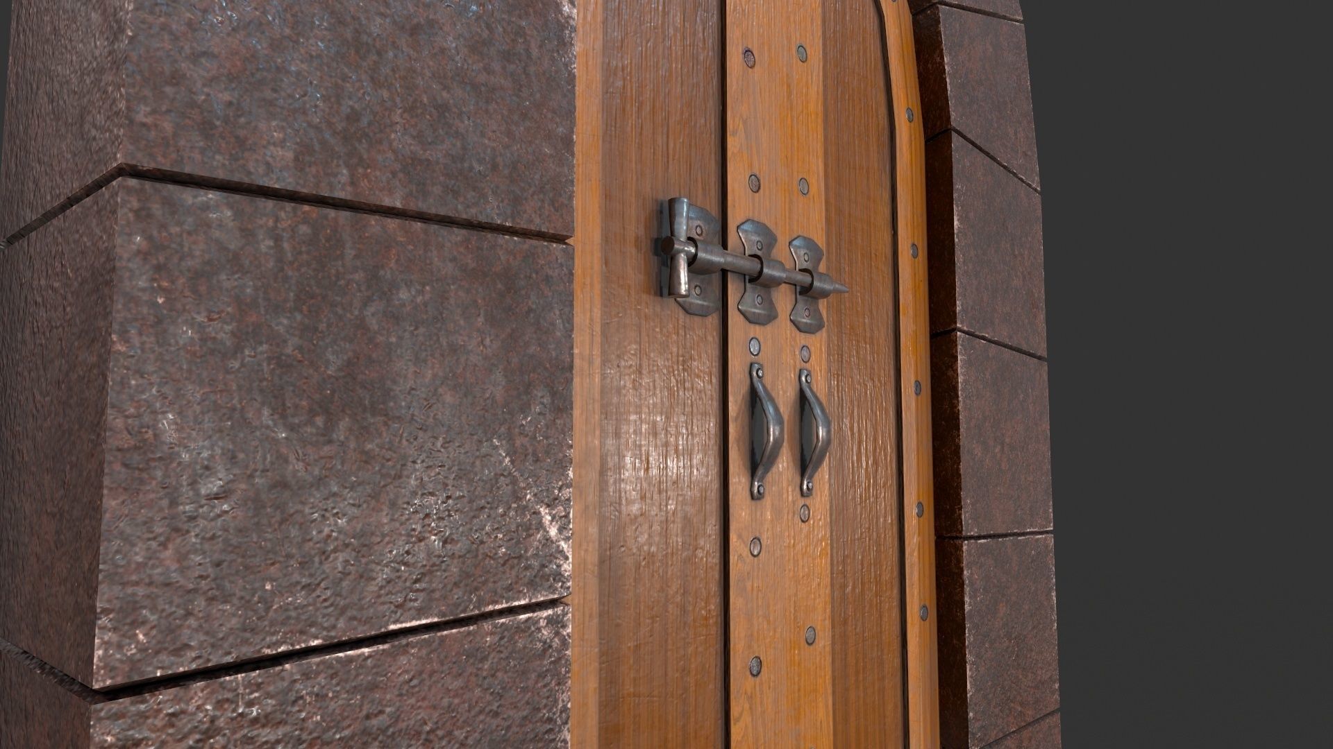 Medieval Door-6 Low-poly 3D model_3