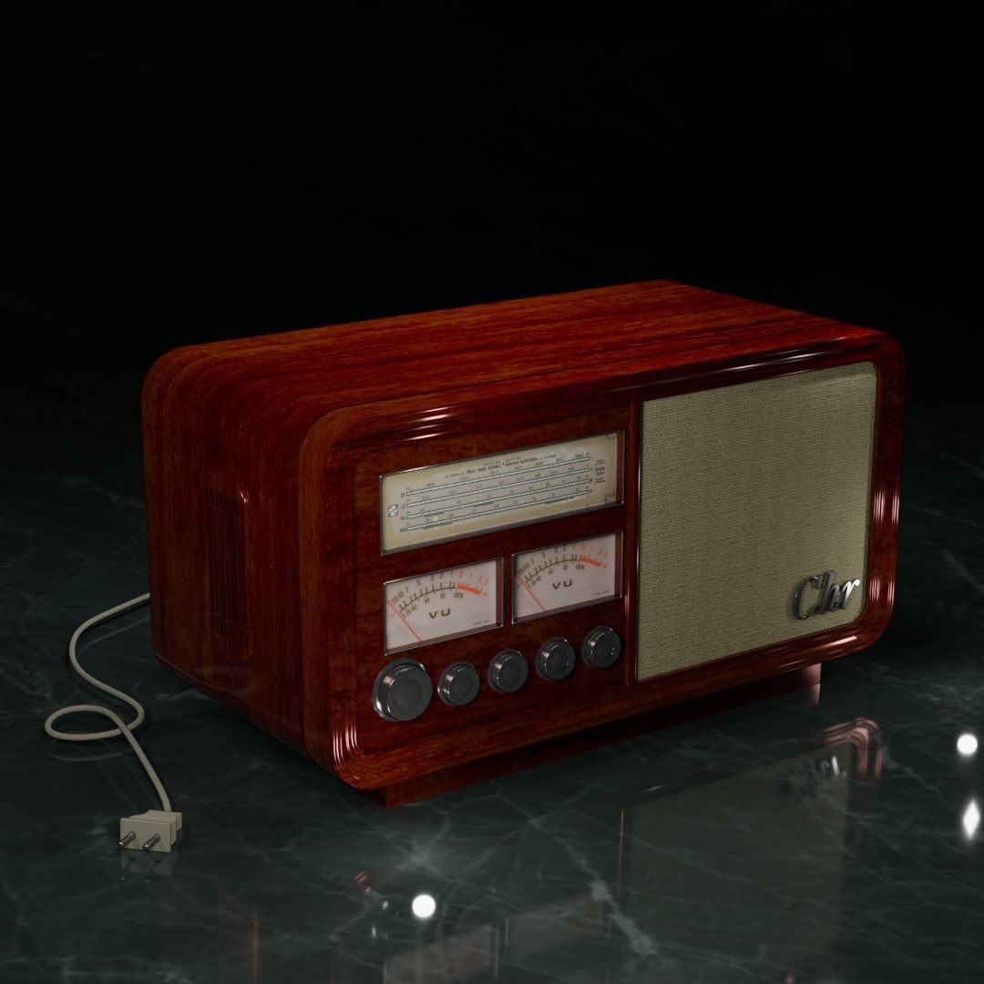 Soviet old radio 3D model_4