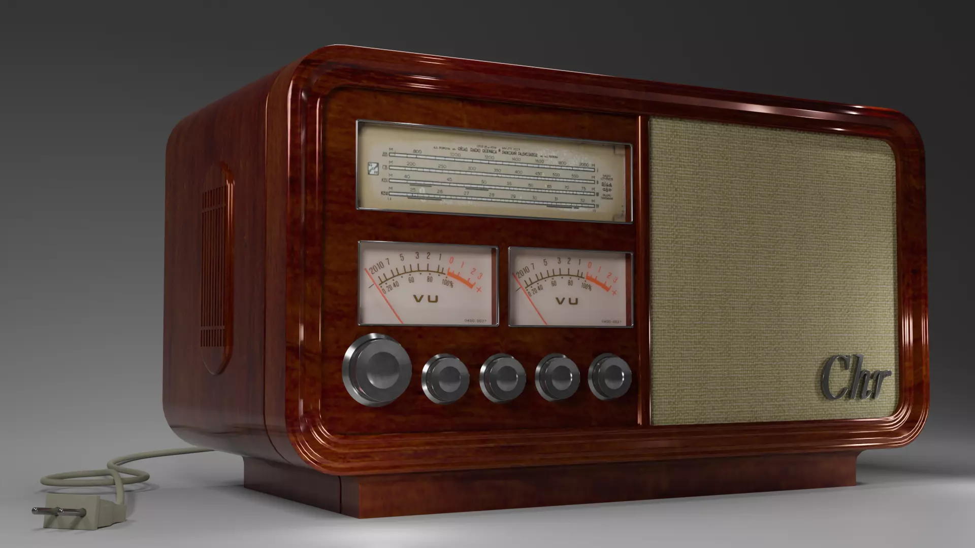 Soviet old radio 3D model_0