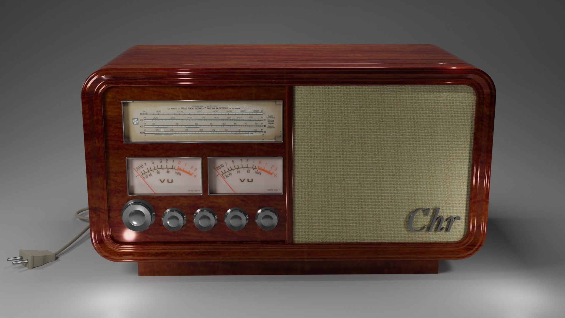 Soviet old radio 3D model_1