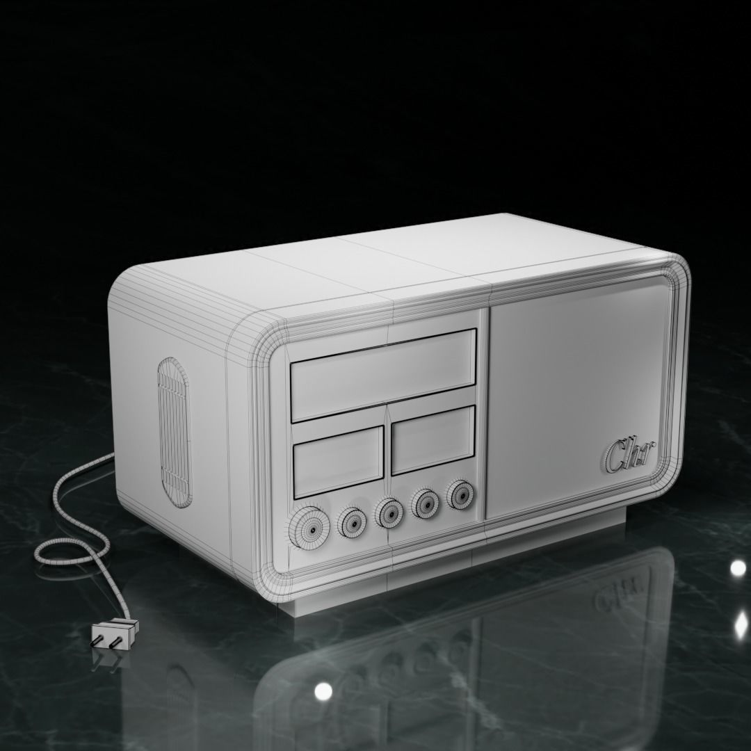 Soviet old radio 3D model_5