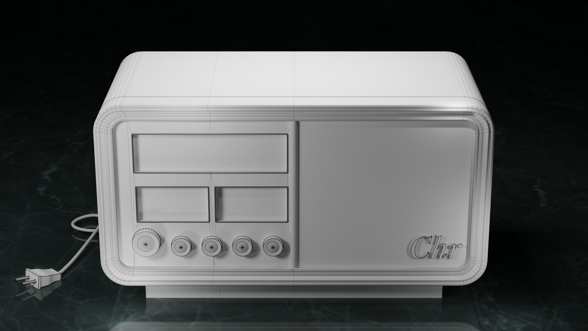 Soviet old radio 3D model_6