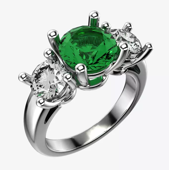 Trilogy 3 Stone Ring 3D print model_0