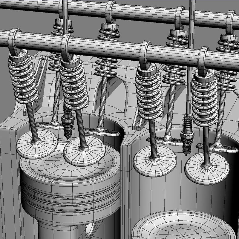 Animated L4 16V Engine Section 3D model_10