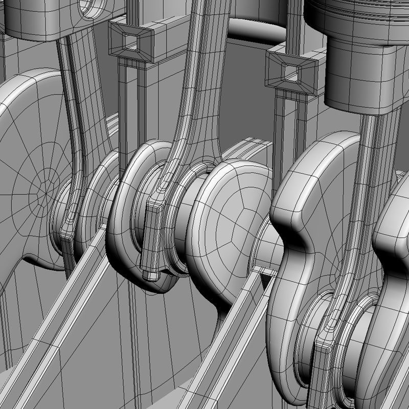 Animated L4 16V Engine Section 3D model_11
