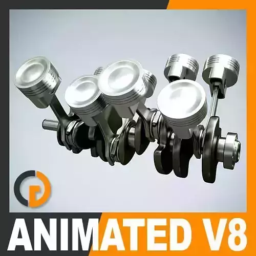 Animated V8 Engine Cylinders 3D model