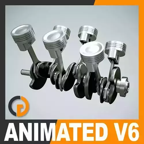 Animated V6 Engine Cylinders 3D model