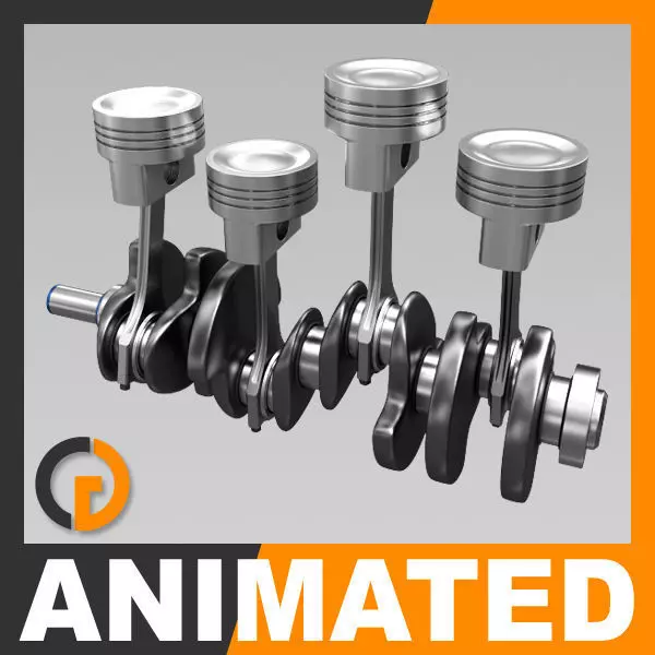 Animated L4 Engine Cylinders 3D model_0