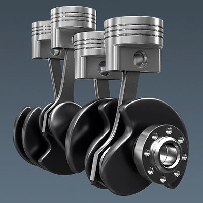 Animated L4 Engine Cylinders 3D model_2
