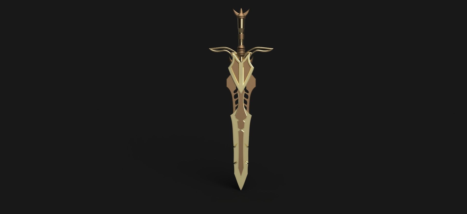 Sword 3D model golden Low-poly 3D model_3