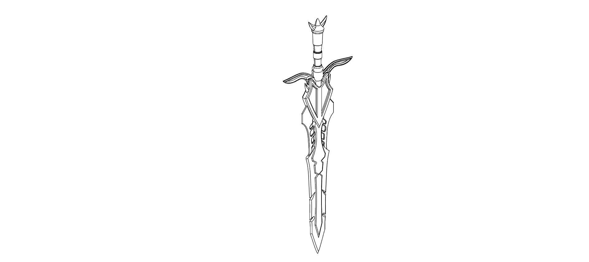 Sword 3D model golden Low-poly 3D model_12