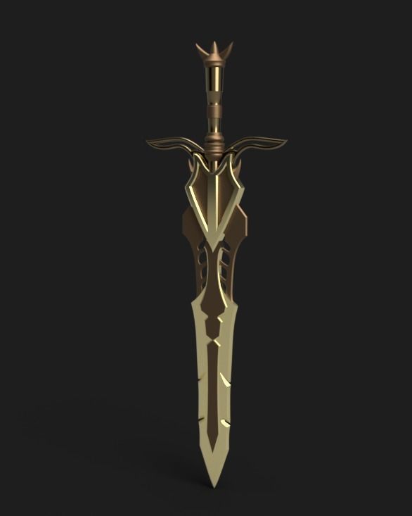 Sword 3D model golden Low-poly 3D model_1