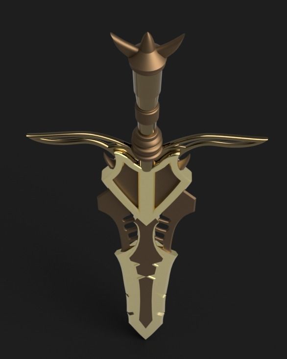 Sword 3D model golden Low-poly 3D model_2