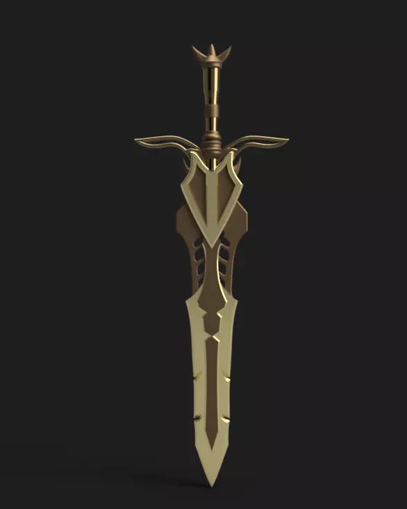 Sword 3D model golden Low-poly 3D model_0