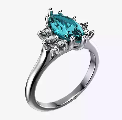 Marquise and Round Gemstone Ring