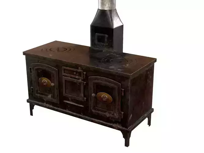 Retro Rust Stoves Metal Heat Low-poly 3D model