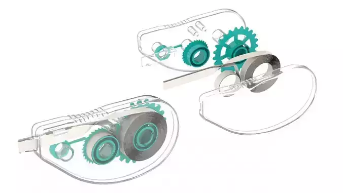 White-out eyeglasses with gears and gears